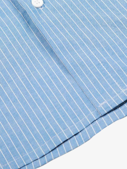 Gothic Embroidered Pinstripe Button-Up Shirt