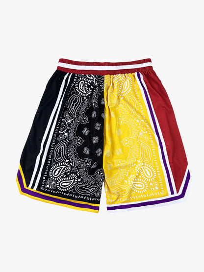 Polyester Snake Print Athletic Shorts with Bold Logo Design 