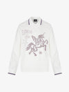 Langarm-Poloshirt mit Strasssteinen und Buchstaben- und Sternenprint