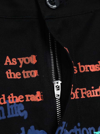 Stylish Wide-Leg Trousers with Embroidered Text and Multi-Pockets for Modern Fashionistas 