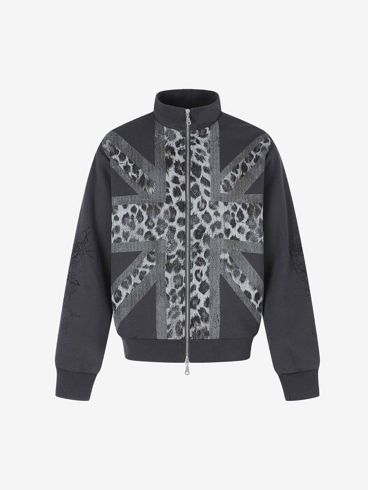 Leopard Flag Print Boxy Jacket