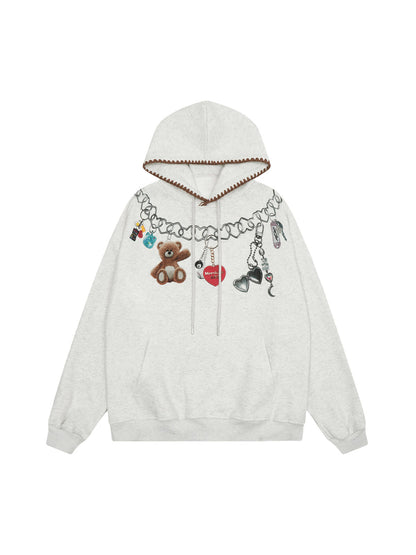 Thesupermade Bear Printed Hoodie 