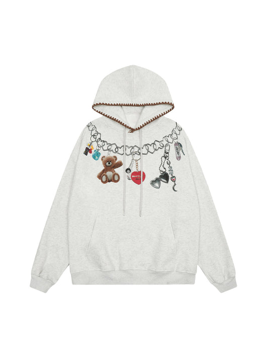 Thesupermade Bear Printed Hoodie 