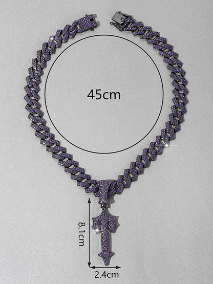 Thesupermade Purple Diamond Cuban Necklace 