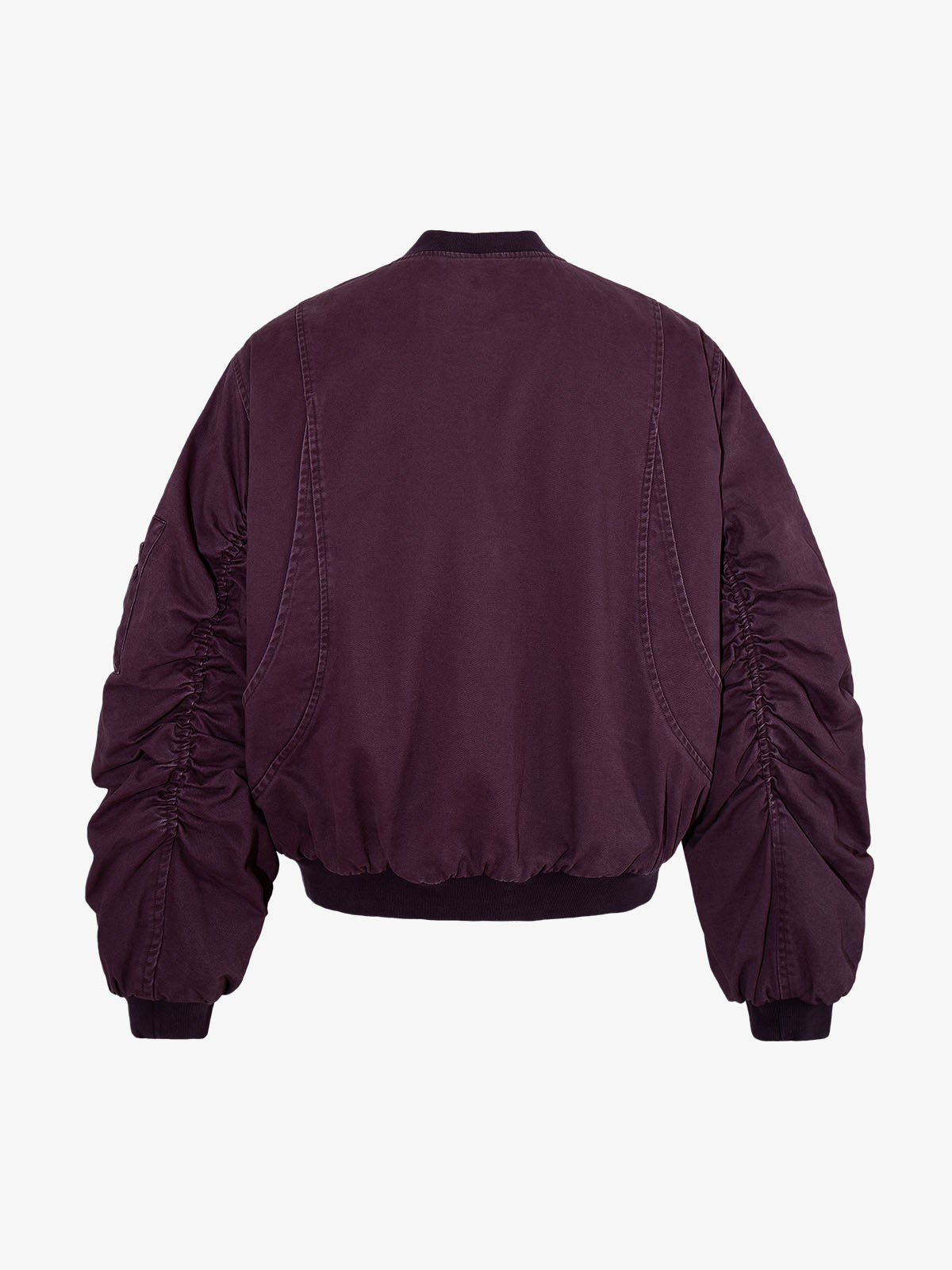 Ruched Metal Button Bomber Jacket