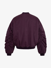 Ruched Metal Button Bomber Jacket
