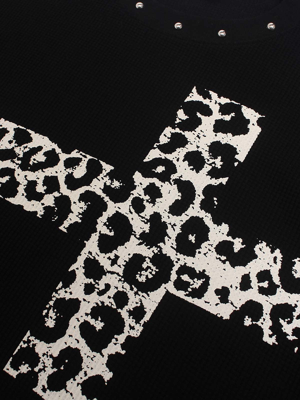 Studded Cross Graphic Heavyweight Waffle Long Sleeve Tee