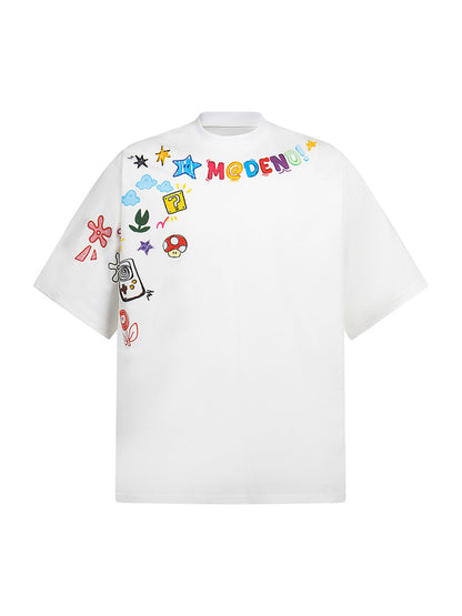 Floral Embroidered Crew Neck T-Shirt 