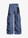 Pantalon cargo multipoches en maille patchwork gris industriel