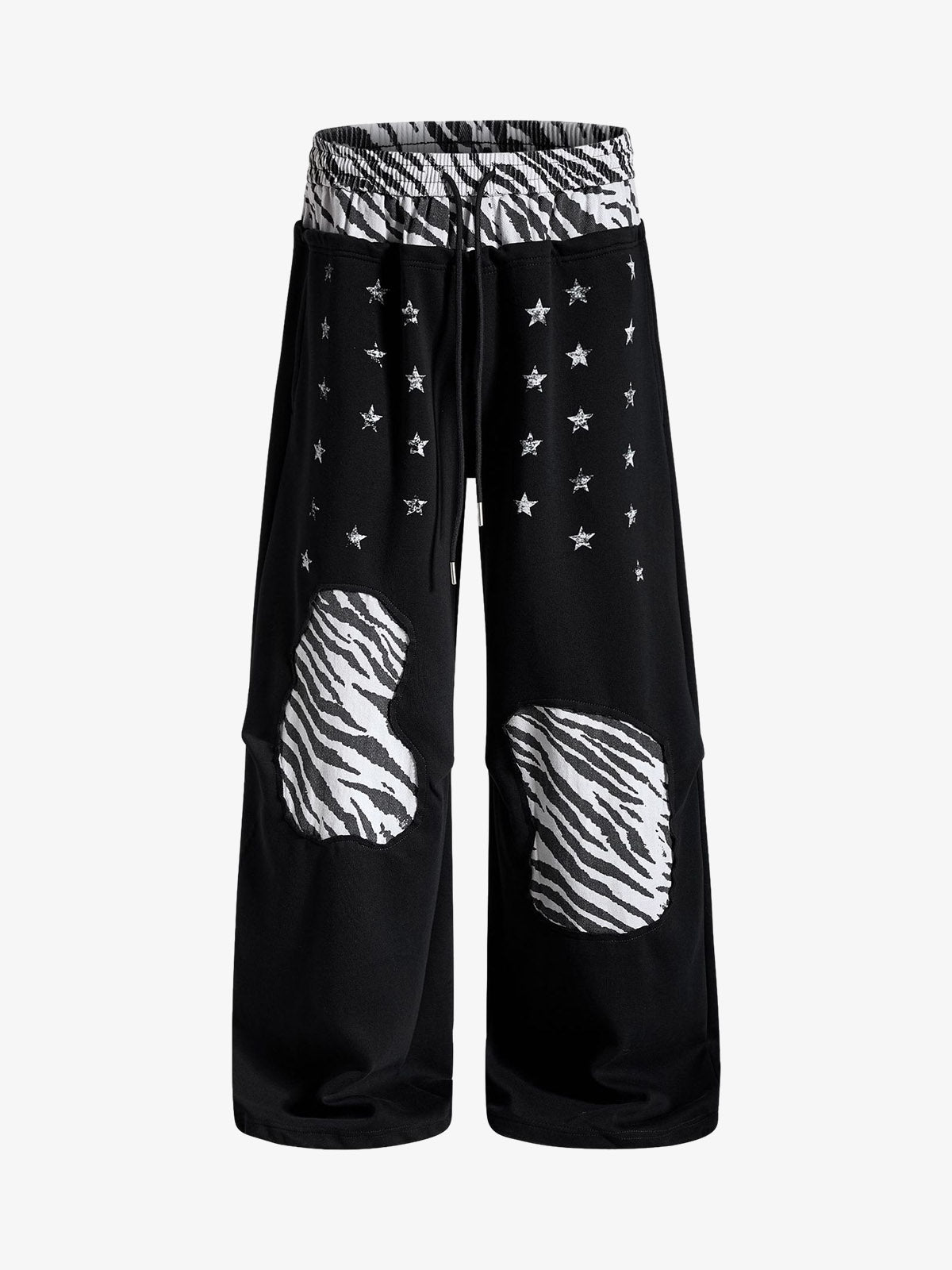 Zebra Patch Star Graphic Wide-Leg Sweatpants