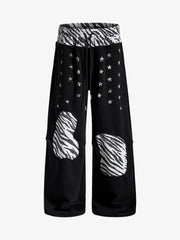 Zebra Patch Star Graphic Wide-Leg Sweatpants