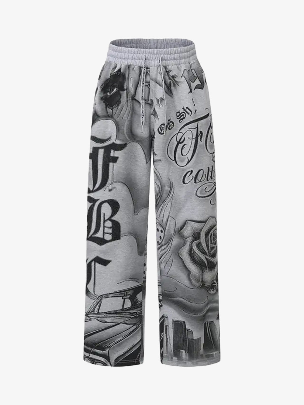 Rhinestone Letter Graphic Baggy Sweatants