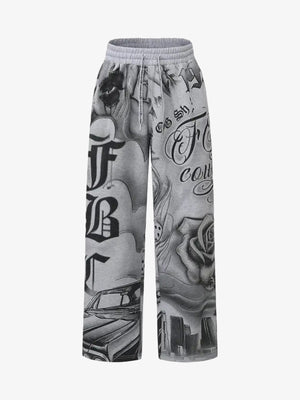 Rhinestone Letter Graphic Baggy Sweatants