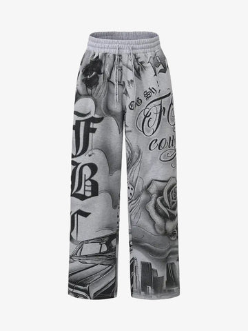 Rhinestone Letter Graphic Baggy Sweatants