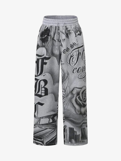 Rhinestone Letter Graphic Baggy Sweatants