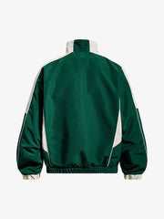 Letter Embroidered Color Block Stand-Collar Jacket