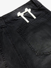 Streetwear Heavy-duty Washed Color-blocked Denim Jeans