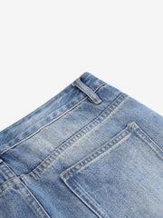 Button-Trim Curved-Leg Jeans