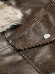 Faux-Layered Oversized-Collar Padded Coat