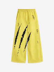 Claw Scratch Distressed Wide-Leg Baggy Sweatpants