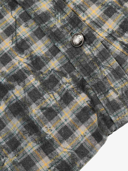 Vintage Washed Plaid Cropped Shirt Jacket