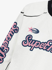 Supermade Jersey Graffiti Letter Long Sleeve T-Shirt 