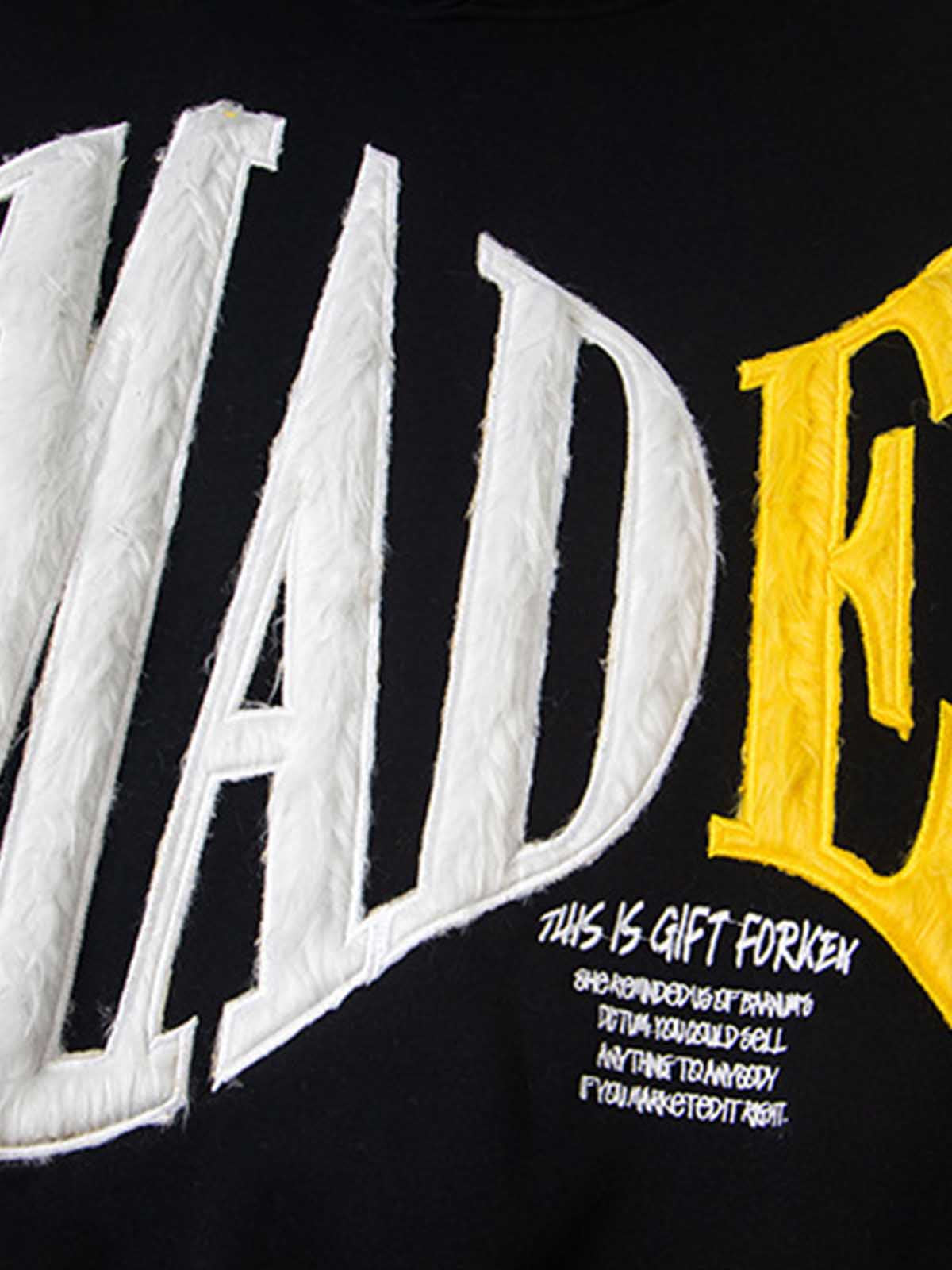 Retro Chenille Lettering Fleece Hoodie 