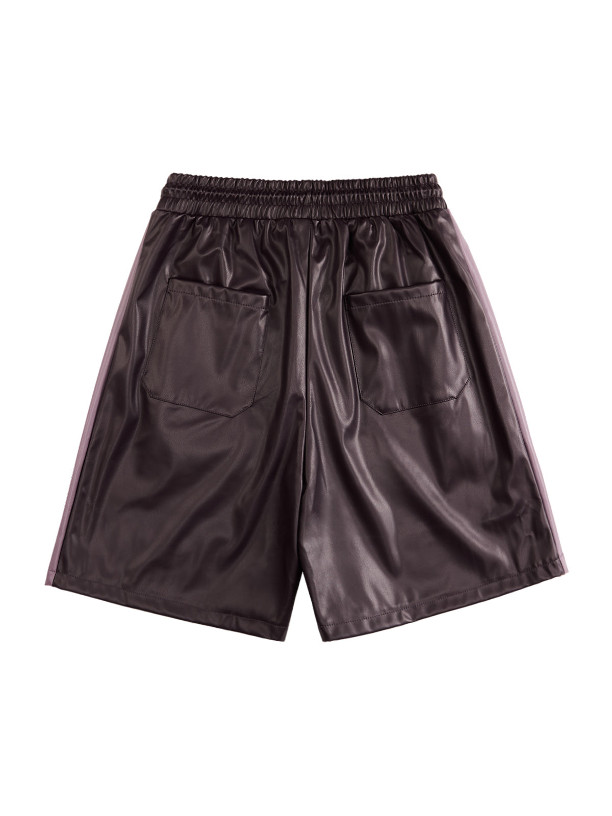 Stitching Flame Letter Embroidered Leather Shorts