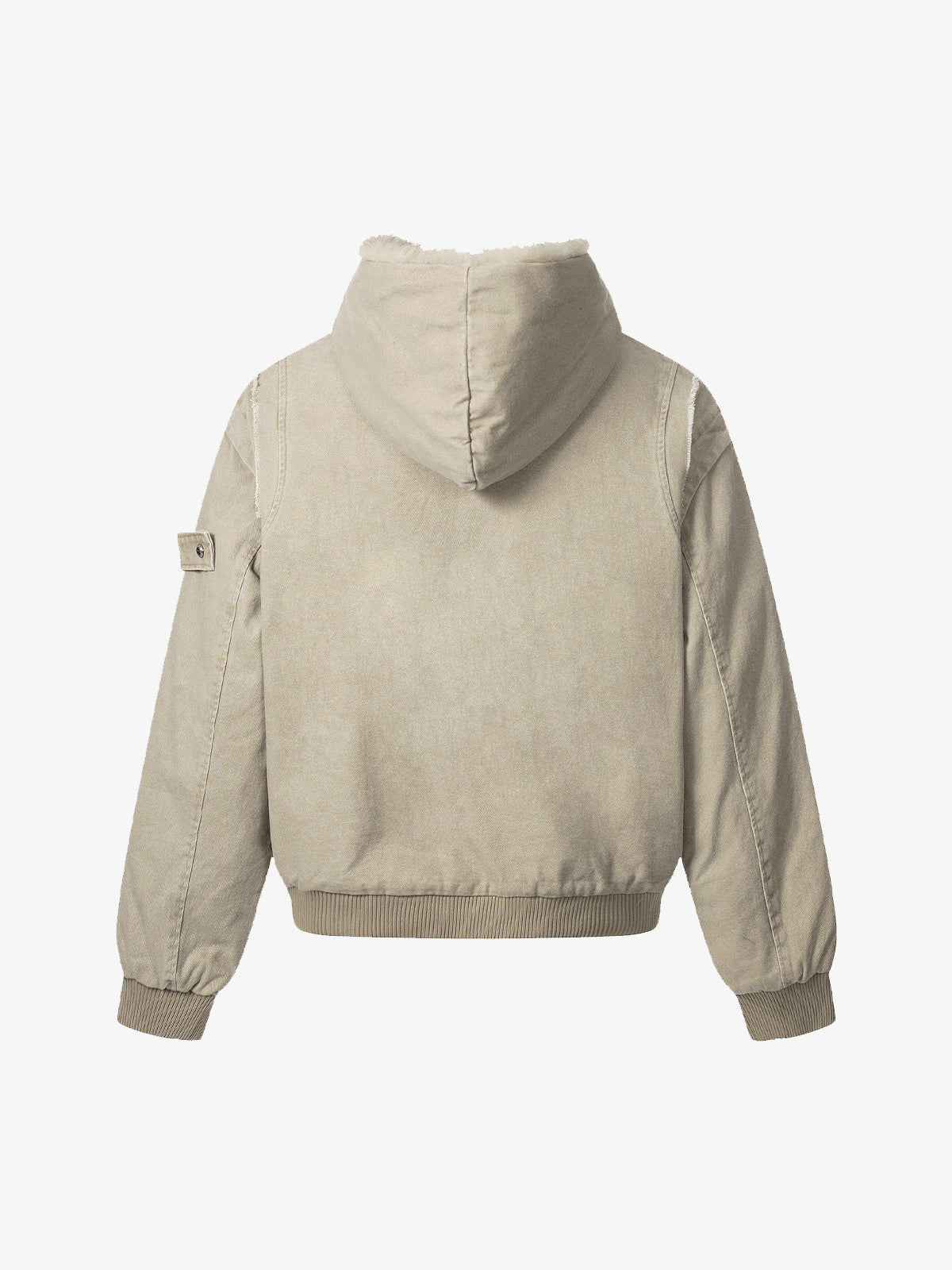 Retro Washed Fleece-lined Hooded Work Jacket 