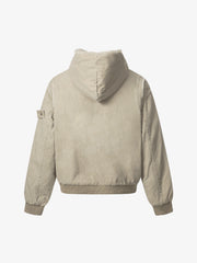 Retro Washed Fleece-lined Hooded Work Jacket 