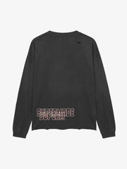 Devil Graphic Rhinestone Distressed Color Block Long Sleeve Top