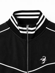 Scorpion-Embossed Cropped Zip Jacket & Curved-Leg Pants Set