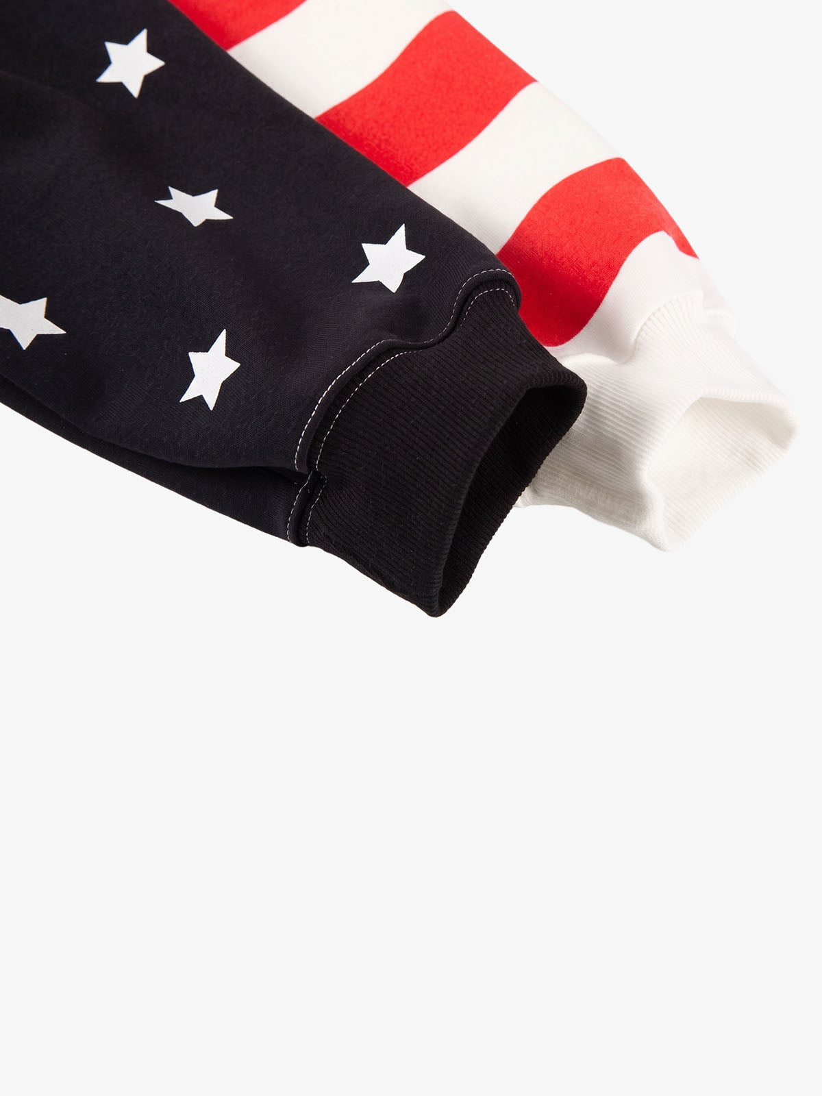 Distressed Flag Graphic Star-Stripe Color Block Hoodie