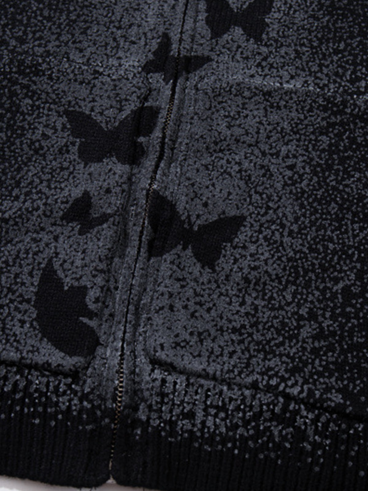 Street Dark Phantom Butterfly Stand-Collar Knit Cardigan Sweater 