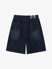 Pantaloncini di jeans ricamati con perle