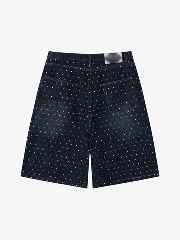 Pearl Embroidered Denim Shorts