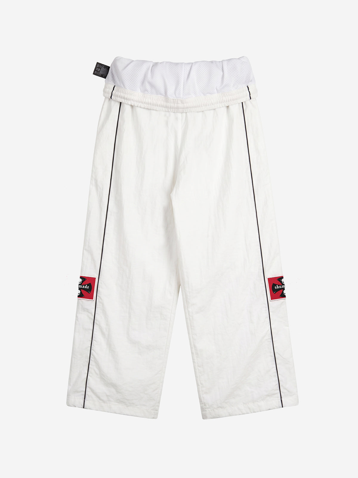 Color Block Embroidered Foldover-Waist Drawstring Track Pants