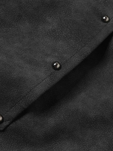 Letter Graphic Fur-Collar Zip-Up Jacket