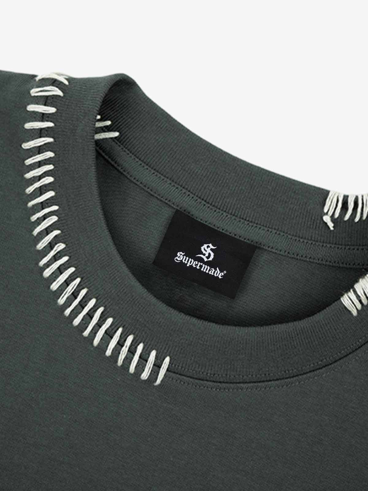 Cotton Oversized T-Shirt with Contrast Stitching and Minimalist Design 