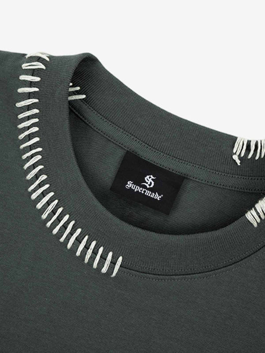 Cotton Oversized T-Shirt with Contrast Stitching and Minimalist Design 