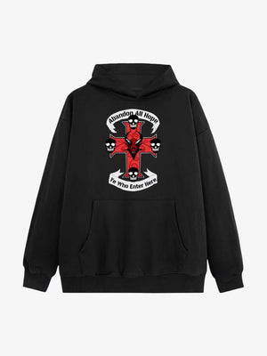 Gothic Cross And Skulls Cotton Hoodie 