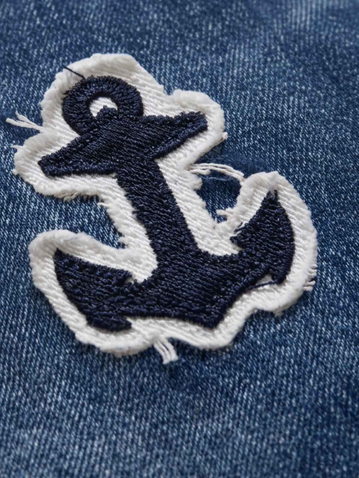 Anchor Patchwork Embroidered Wide-Leg Jeans