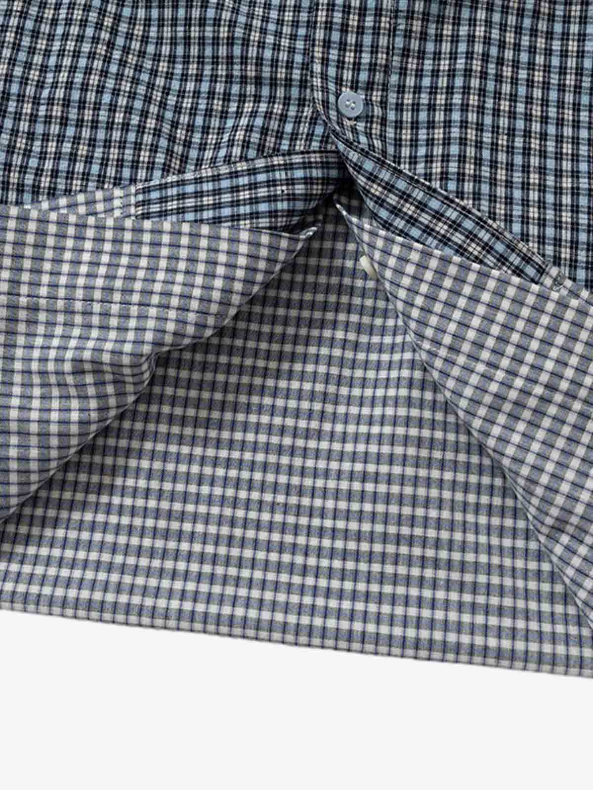 Thesupermade Double-layered Plaid Deconstructed Shirt 