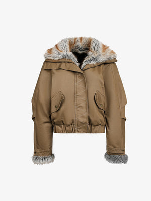 Winter-Ready Corduroy Jacket with Faux Fur Trim for Men 