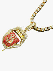 Iced Tongue Mouth Pendant Chain Necklace 