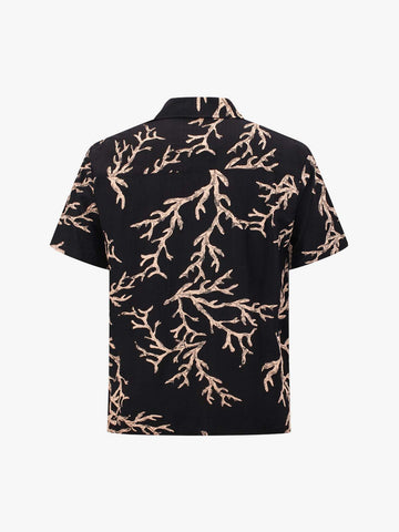 3D Textured Embossed Camp Collar Boxy Shirt 