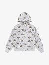 Lips Leopard Print Cropped Zip-Up Hoodie