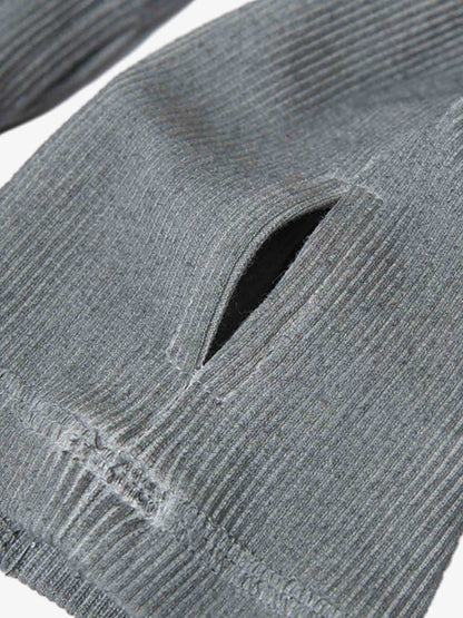 Corduroy Long Sleeve Tactical Shirt with Embroidered Logo and Padded Shoulders 