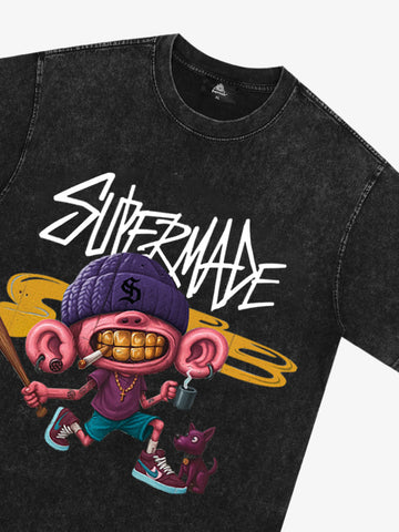 Thesupermade Cartoon Graffiti Trendy Weird Kid T-Shirt 