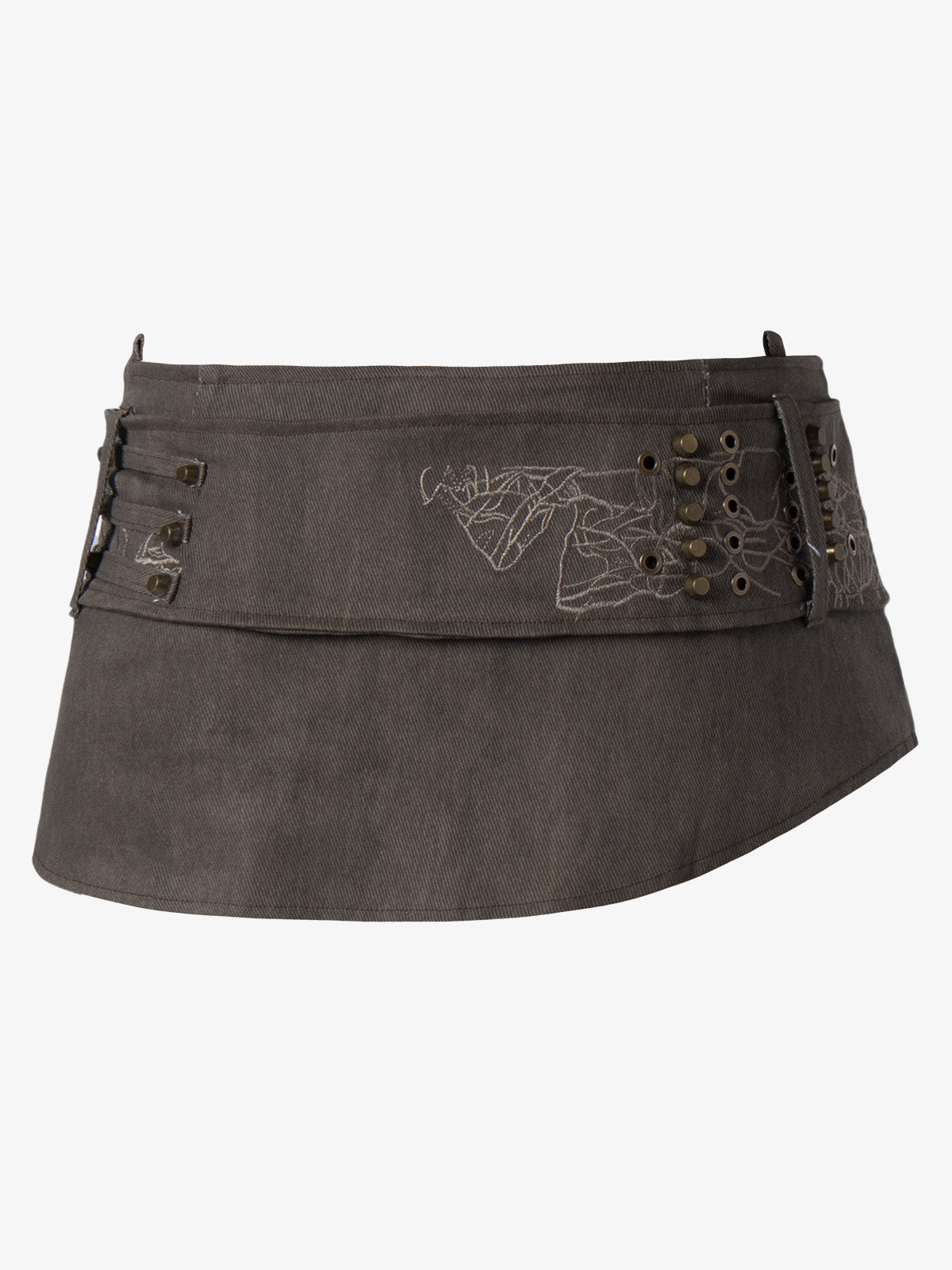 Thesupermade Metallic Studded Embroidery Belt Mini Skirt